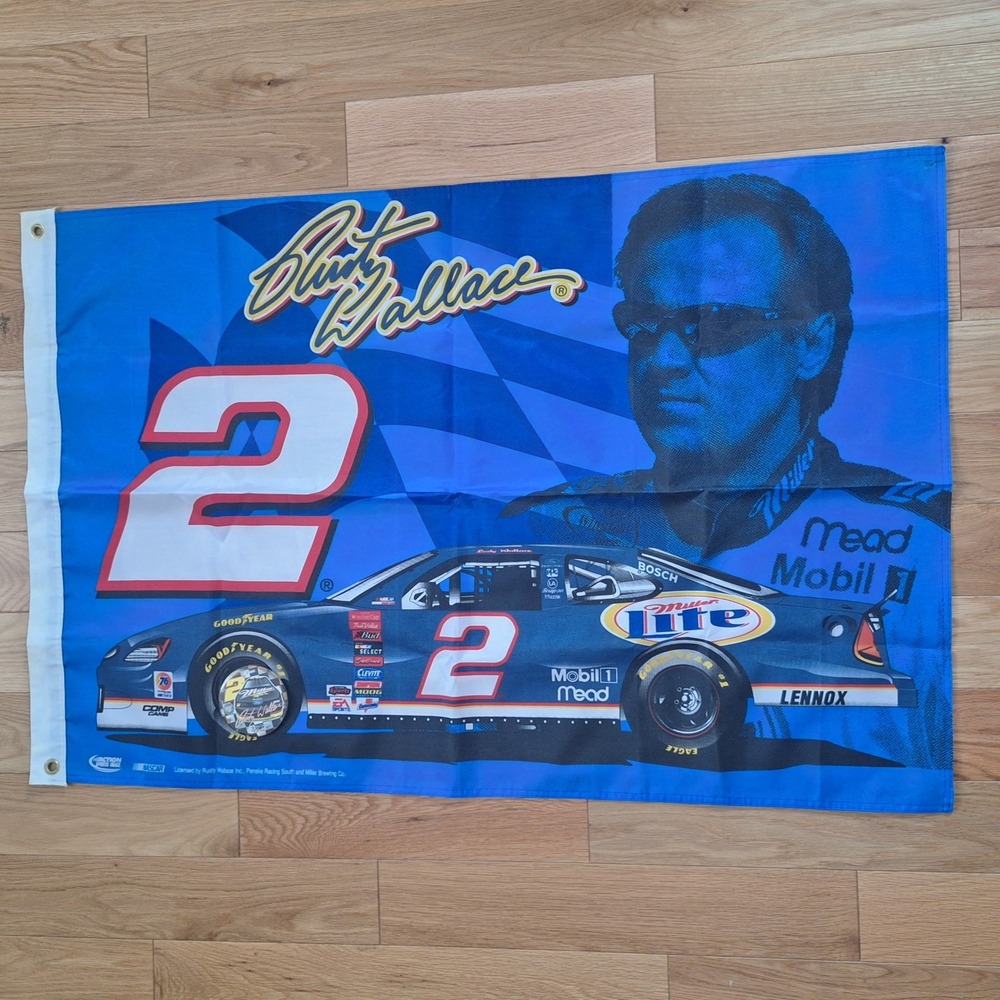 Action Sports Image Rusty Wallace Miller Lite NASCAR Flag WinCraft Pin Blue